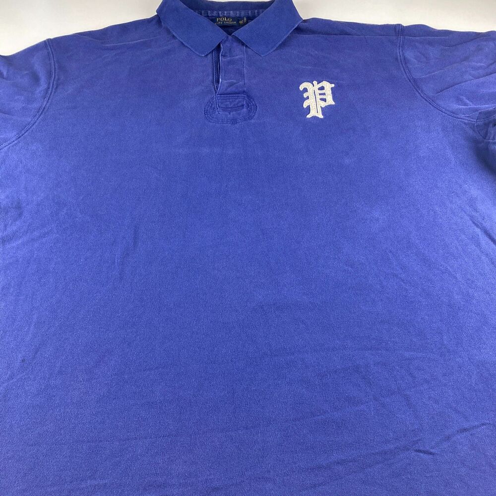 Polo Ralph Lauren 4XLT Tall Blue Polo Shirt Gothic P Logo Big Tall Cotton
